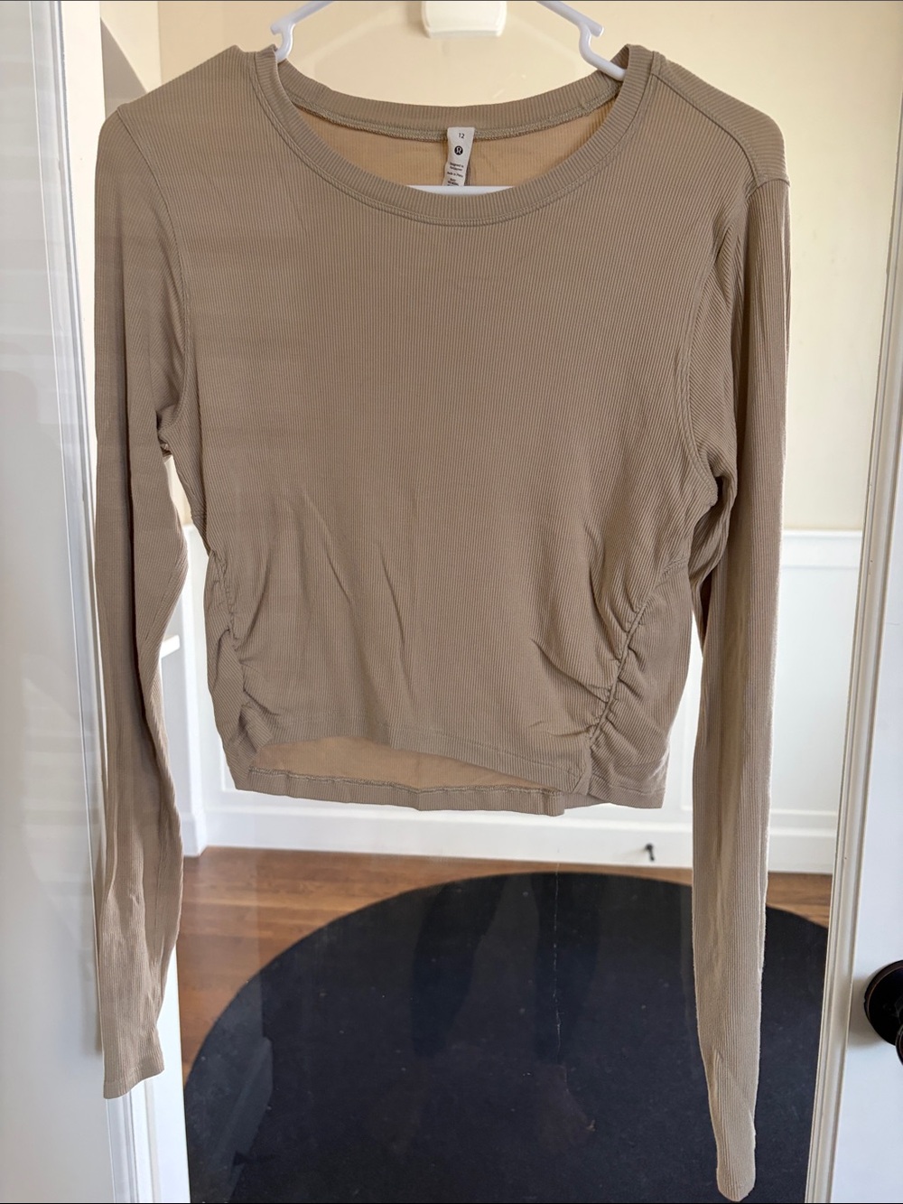 lululemon athletica Ribbed Long Sleeve Crew in Taupe